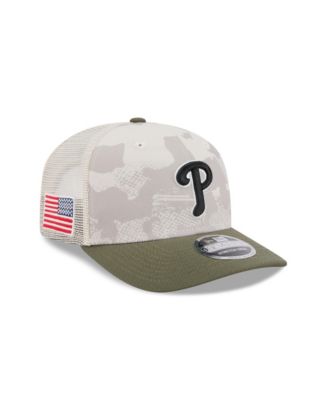 Мужская светло-бежевая/оливковая шляпа Philadelphia Phillies 2025, посвященная Дню Вооруженных сил, Новая эра, 9-я семидесятилетняя регулируемая шляпа