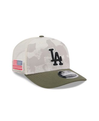 Мужская светло-бежевая/оливковая шляпа New Era с регулируемой головкой Los Angeles Dodgers 2025, посвященная Дню Вооруженных сил, 9 сентября