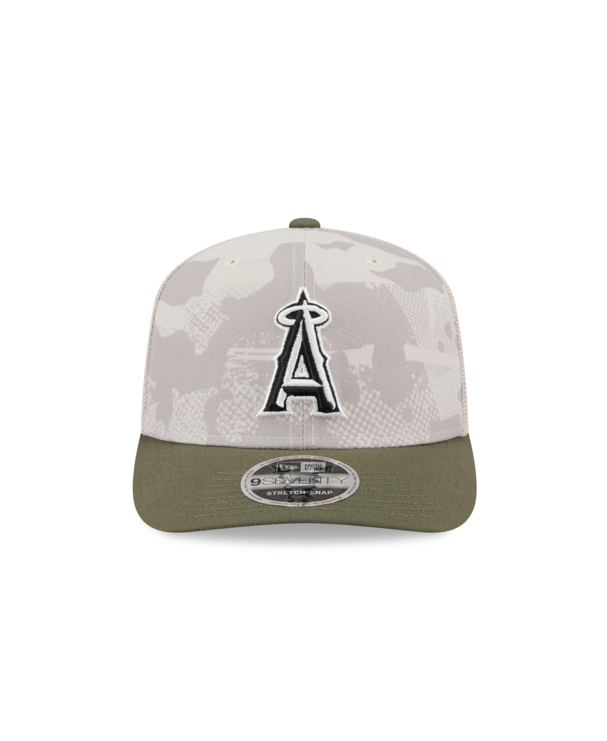 New Era Men's Light Beige/olive Los Angeles Angels 2025 Armed Forces Day 9seventy Adjustable Hat