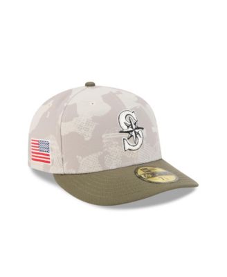 Мужская светло-бежевая/оливковая шляпа New Era Seattle Mariners 2025, День Вооруженных сил, 59-я по счету, приталенная шляпа