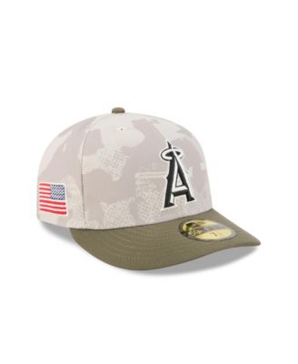 Мужская светло-бежевая/оливковая шляпа New Era Los Angeles Angels 2025, посвященная Дню Вооруженных сил, 59-я по счету приталенная шляпа