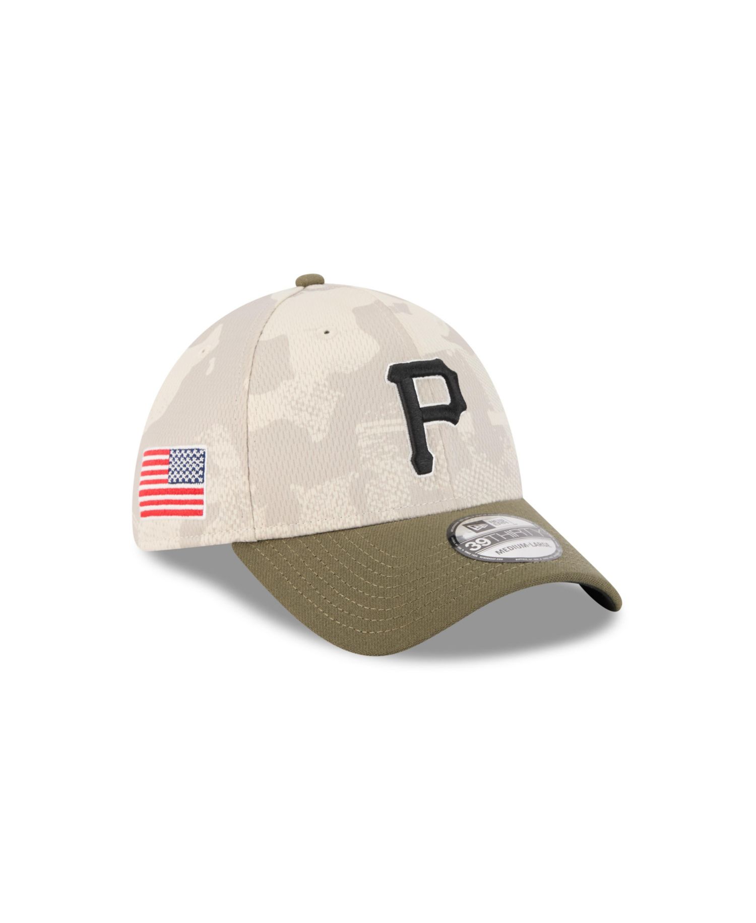 Men's Light Beige/Olive Pittsburgh Pirates 2025 Armed Forces Day 39THIRTY Flex Hat