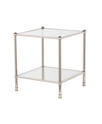 Glass and Iron Square Mirrored End Table for Living Room or Bedroom