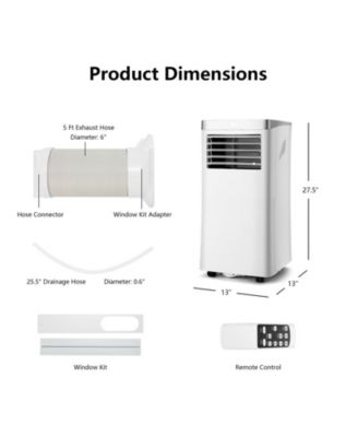 8000 BTU 3-in-1 Portable Air Conditioner with Remote Control