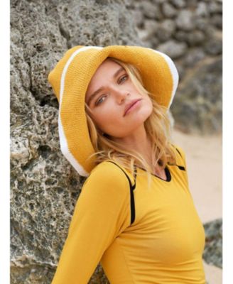 Bloom Line Crochet Sun Hat In Canary Yellow