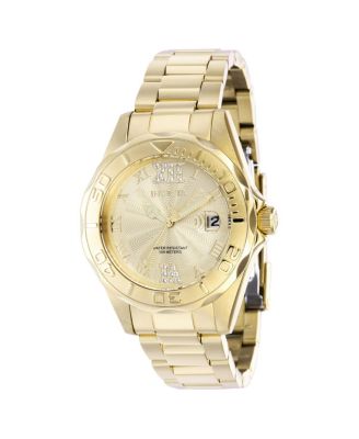 Женские кварцевые часы Invicta 42739 Pro Diver с золотым циферблатом и 3 стрелками