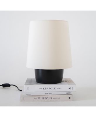 Dan LED Classic Table Lamp with Cream Tapered Drum Shade and Heavy Ceramic Base, Bulb Included (14")