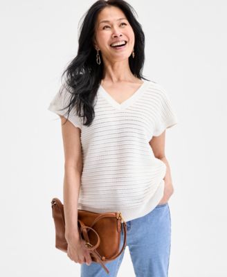 Style & Co - Women's Cotton Rib-Knit Dolman-Sleeve Sweater