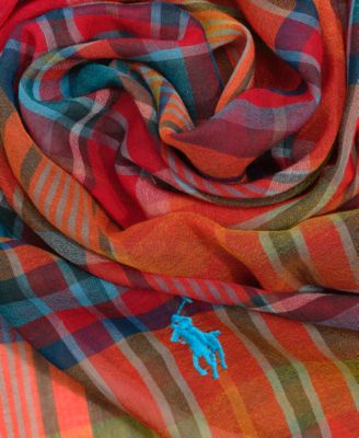 Мужской яркий клетчатый шарф Polo Ralph Lauren