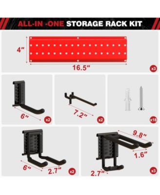 48in Garden Tool Organizer Garage Storage Rack, Red