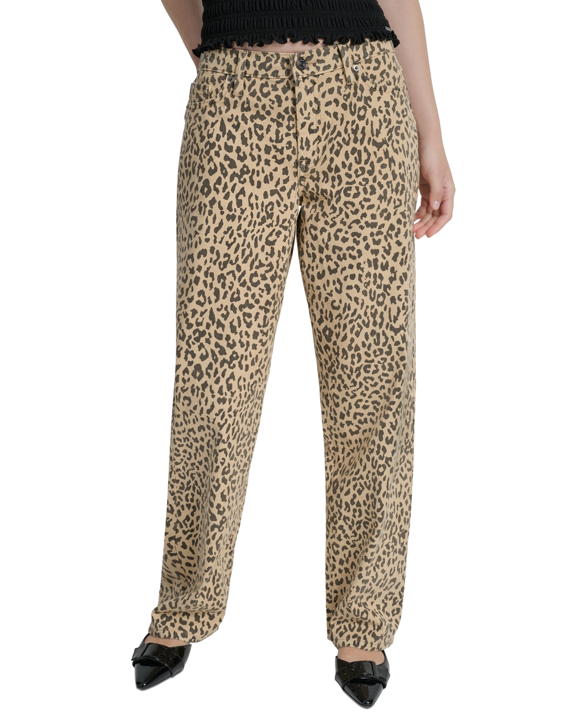 Women's Animal Print High Rise Straight-Leg Cotton Jeans - L91 - TRVRTN/LEOPARD