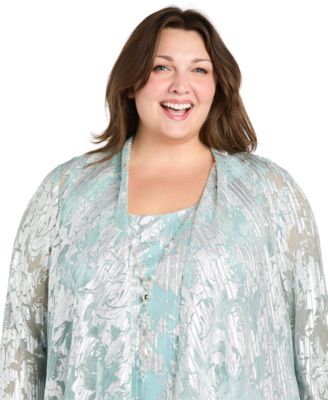 Plus Size 3-Pc. Embellished Jacket, Necklace Top & Pant Set