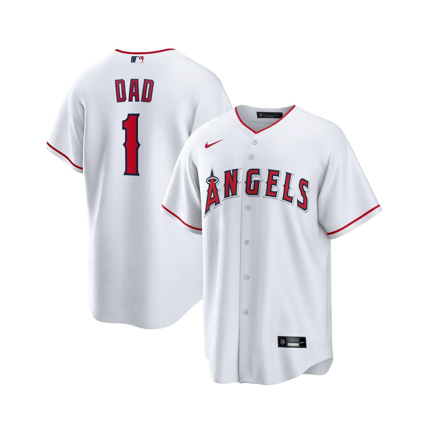 Мужской топ Nike White Los Angeles Angels 1 Dad Home Replica Jersey — фото 1