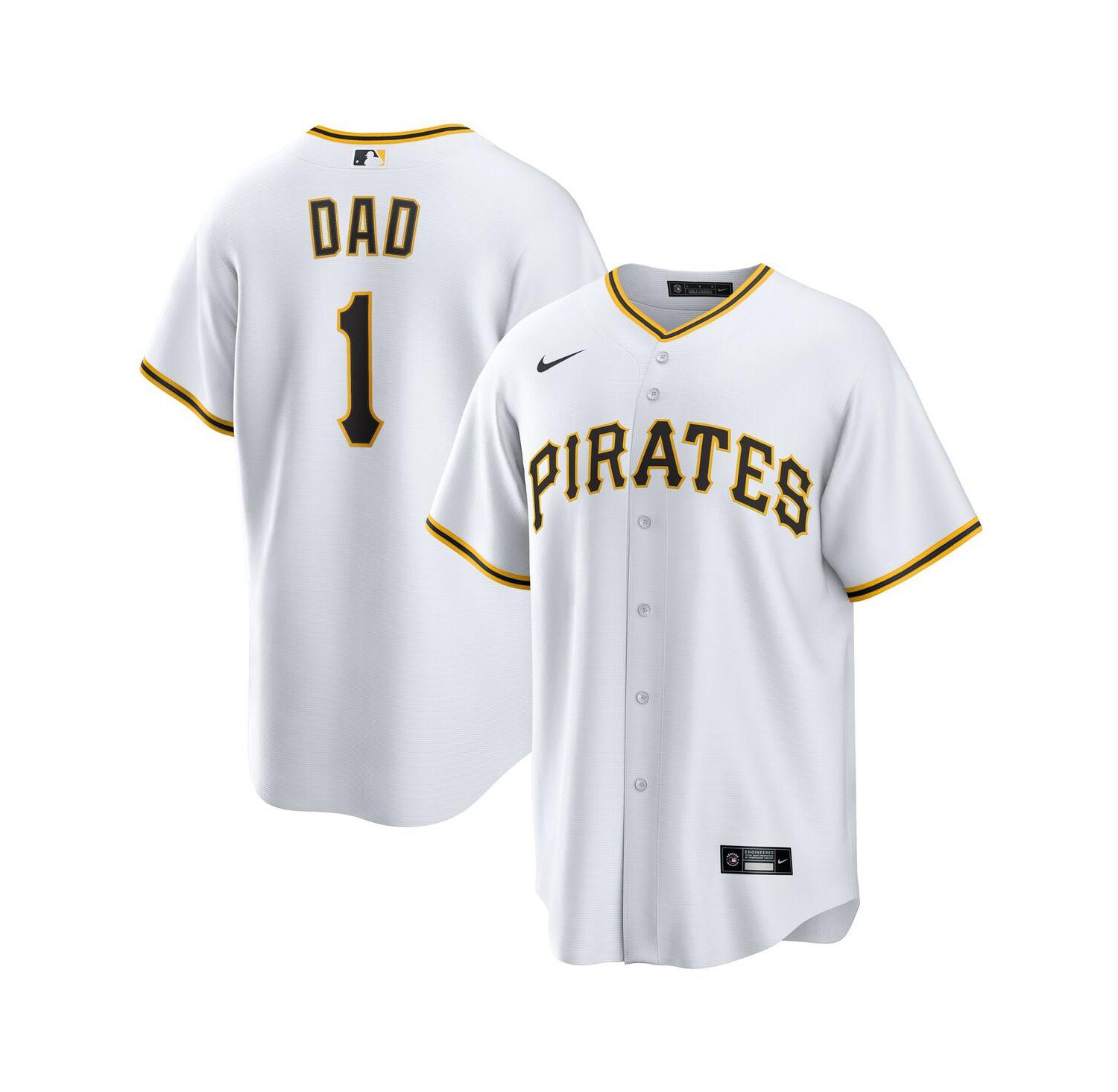 Men's White Pittsburgh Pirates 1 Dad Home Replica Jersey
