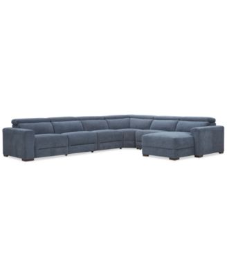 Nevio 6-Pc. Fabric Power Headrest Sectional with 2 Power Motion Chairs