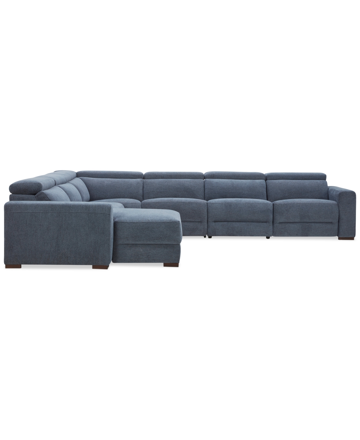 Macy's Nevio 6-pc. Fabric Power Headrest Sectional With 1 Power Motion Chair