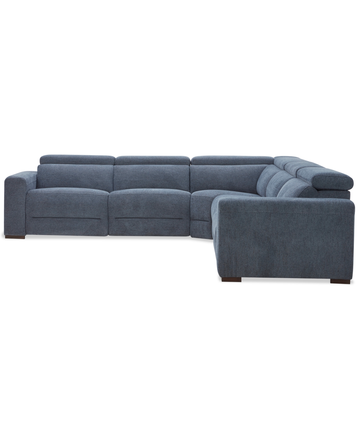 Macy's Nevio 5-pc. Fabric Power Headrest Sectional With 3 Power Motion Chairs