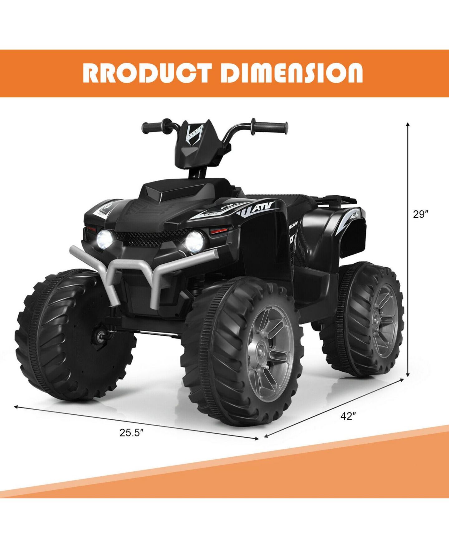 Детская игрушка Mecale 12V Kids Ride-On ATV with LED Lights, 1-Seat, Ages 3+, цвет: Чёрный — фото 4