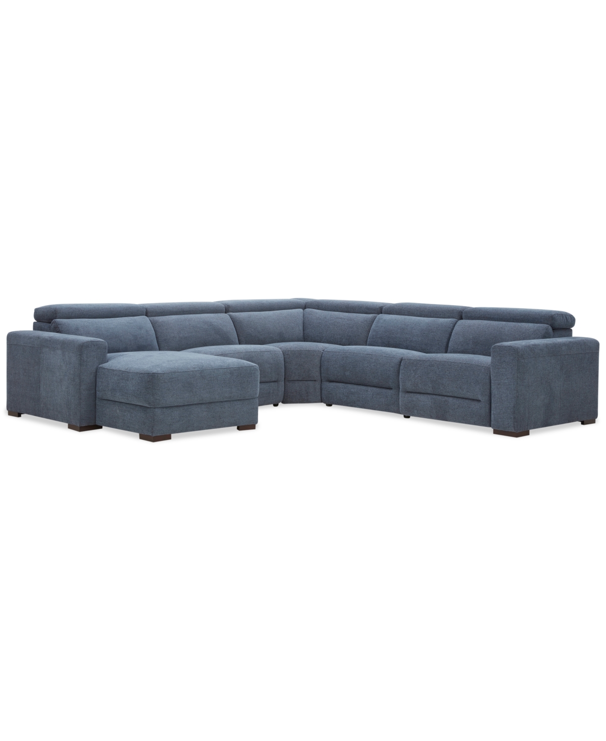Macy's Nevio 6-pc. Fabric Power Headrest Sectional With 2 Power Motion Chairs