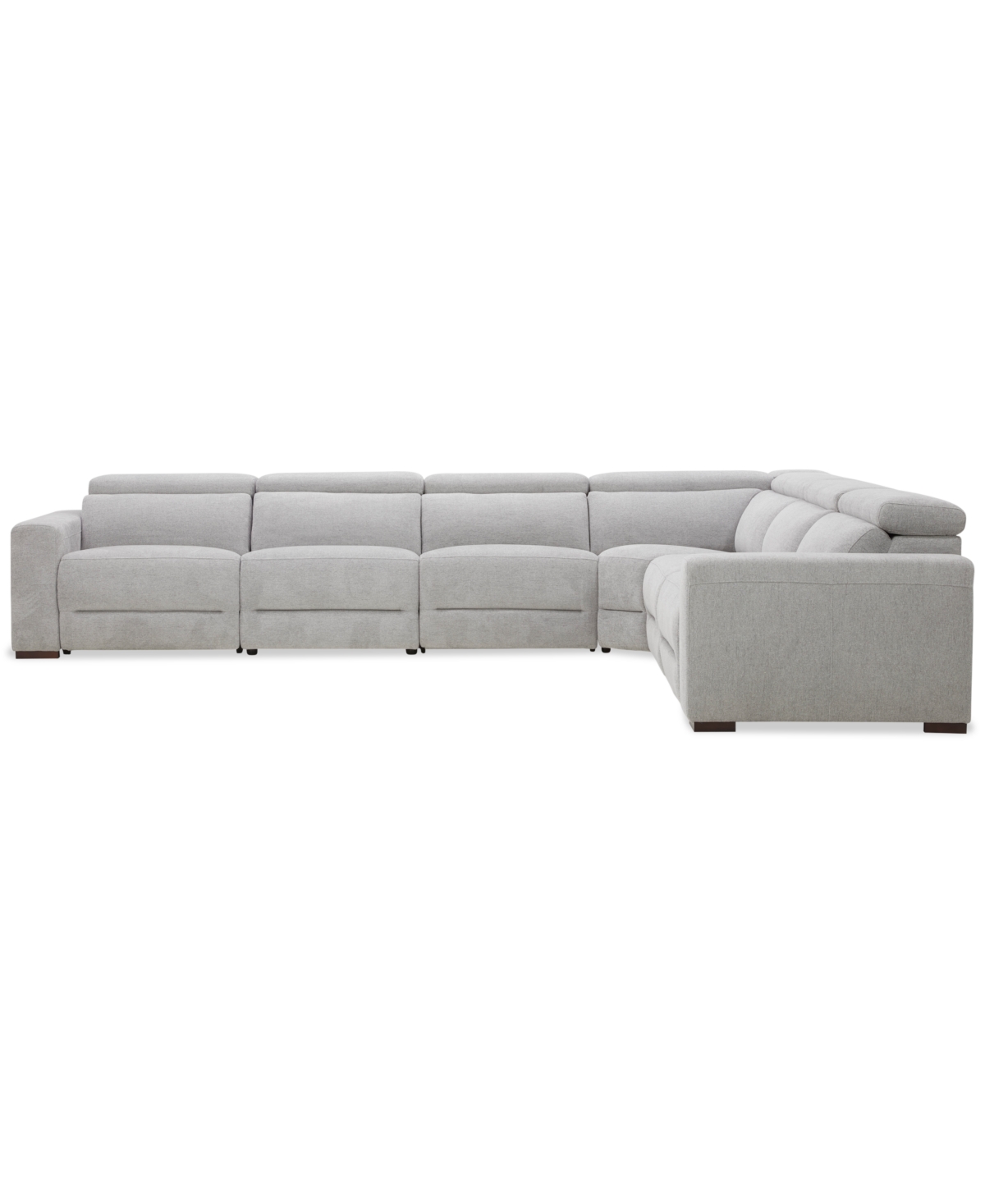 Macy's Nevio 6-pc. Fabric Power Headrest Sectional With 3 Power Motion Chairs