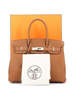 Бывшая в употреблении сумка Hermes Birkin 30 коричневого цвета из Того с палладиевой фурнитурой