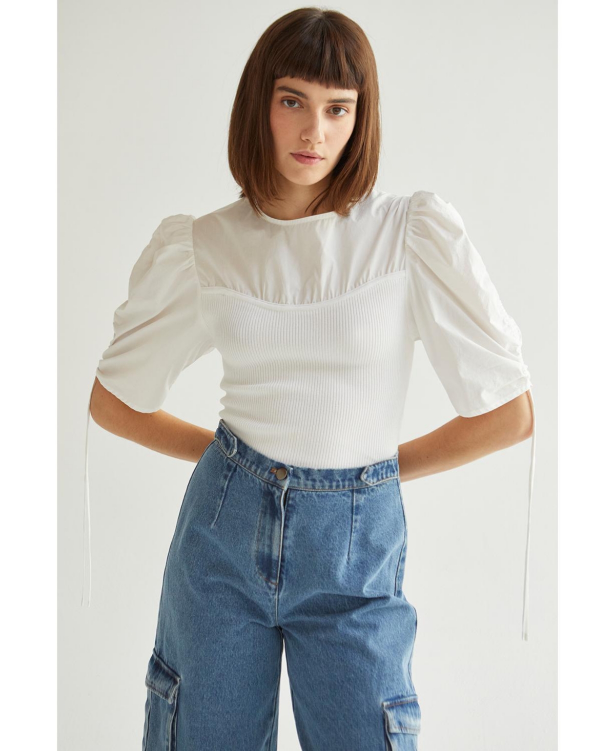 Women's Rubi Mixed Media Top - White