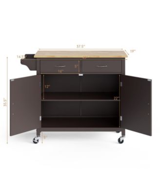 Wood Top Rolling Kitchen Cart Island
