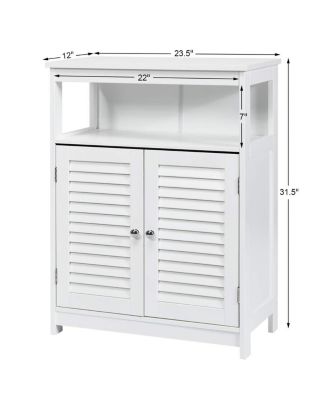 Wood Freestanding Bathroom Storage Cabinet with Double Shutter Door