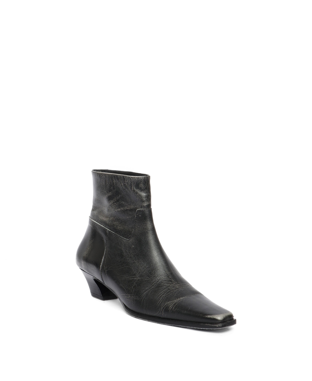Lucena Heeled Pony-Hair Ankle Boot - Washed black
