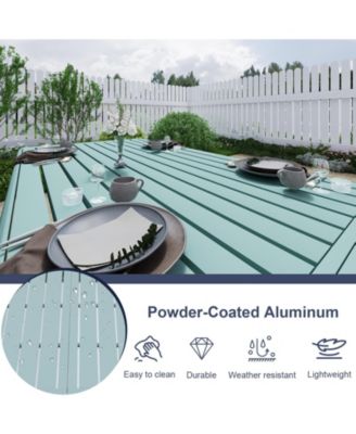 3-Piece Outdoor Patio Dining Set, Aluminum Furniture Set with 1 Rectangular Picnic Table and 2 Benches for Garden, Lawn, Yard