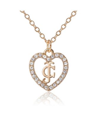 Gold-Tone Pave Heart Necklace & Stud Earrings Set