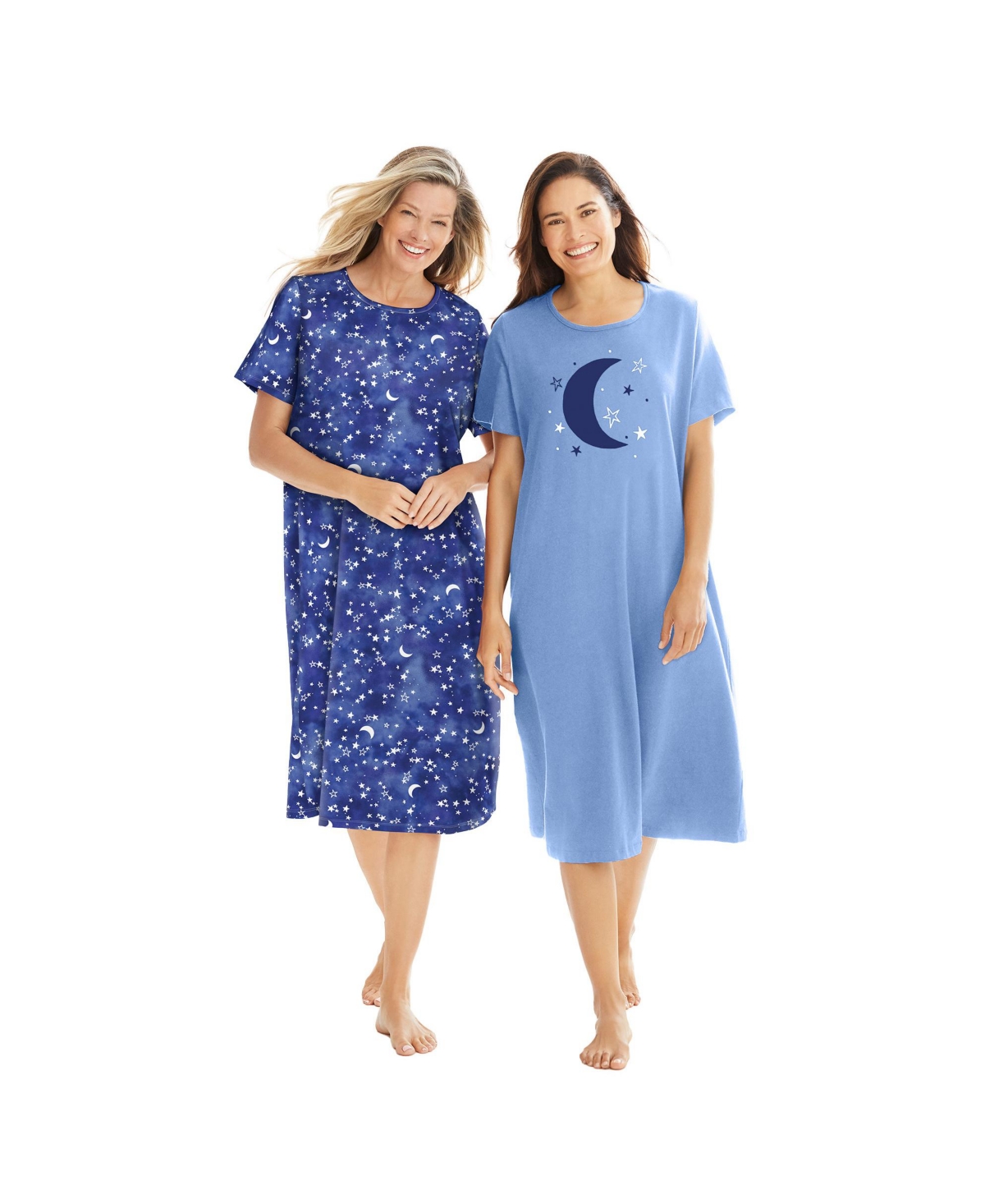 Women's 2-Pack Long Sleepshirts - Pale lilac forest