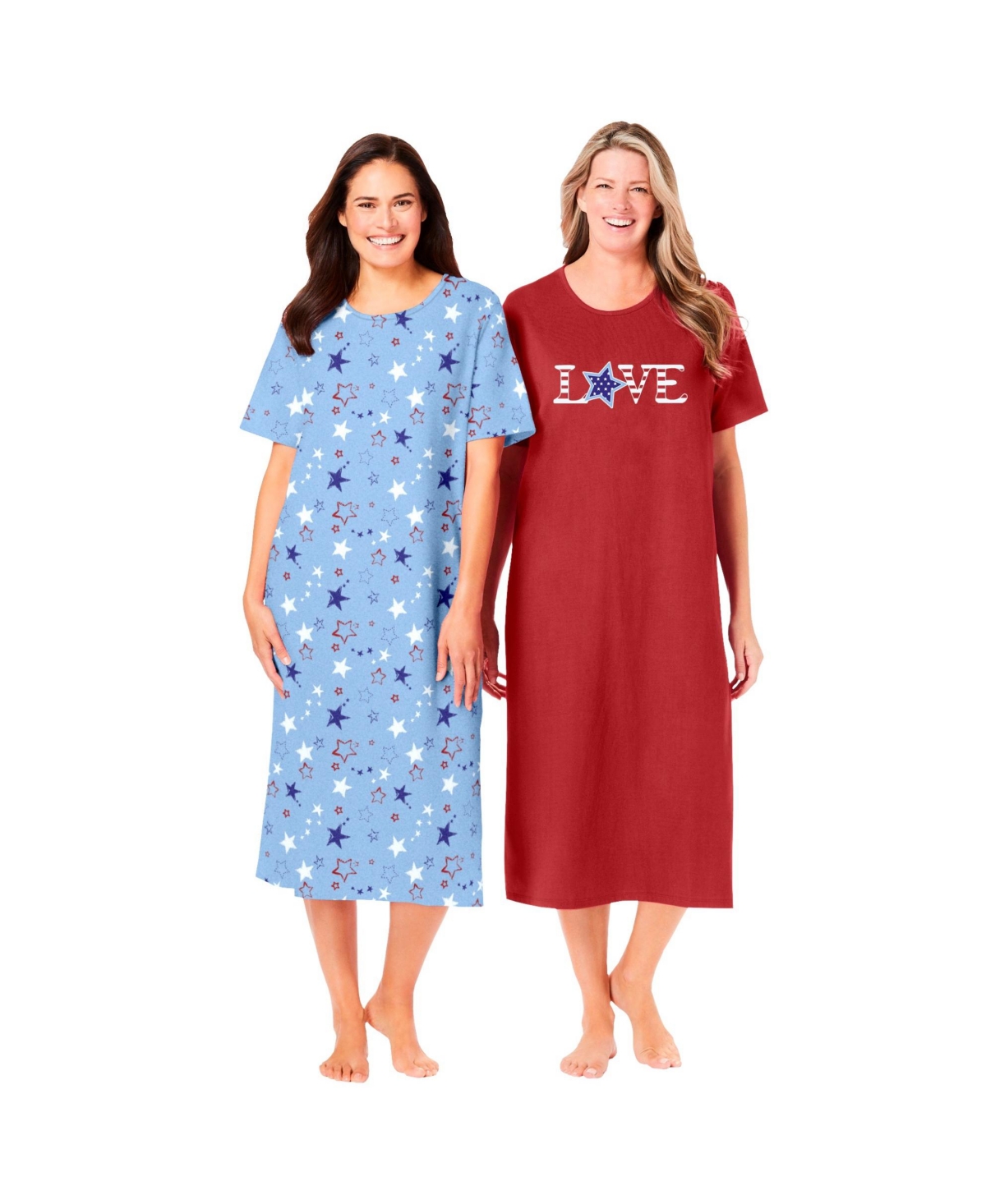 Women's 2-Pack Long Sleepshirts - Pale lilac forest