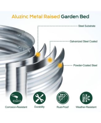 2Pcs Galvanized Raised Garden Bed Kit,35.34''(L) x 23.62''(W) x11.81''(H) Outdoor Garden Planter Oval Large Boxes for Vegetables, Flowers, Herbs - Silver