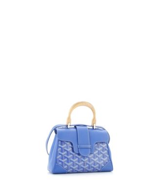 Бывшая в употреблении сумка Goyard Mini Saigon с верхней ручкой из холщовой ткани, обтянутой кожей