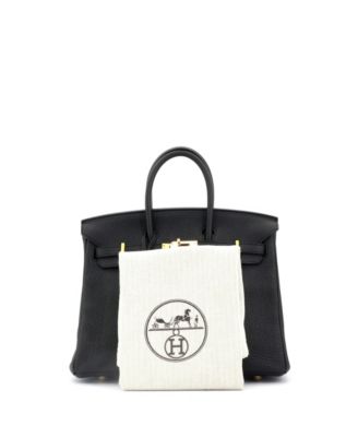 Сумка Hermes Birkin 25, бывшая в употреблении, черного цвета из Того с золотой фурнитурой