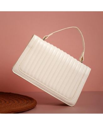 Женская белая сумочка из цельной кожи