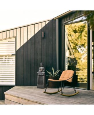 Resin Meditating Buddha on Column Lighted Outdoor Fountain