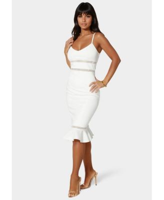 Женское платье миди с кружевной отделкой и воланами от Bebe