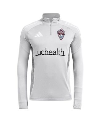 Мужская тренировочная толстовка Adidas серебристого цвета Colorado Rapids 2025 с длинным рукавом и застежкой-молнией на четверть дюйма