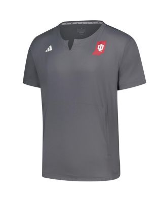 Мужская серая футболка-пуловер Indiana Hoosiers Dugout Coachs Adizero с вырезом горловины Adidas серого цвета