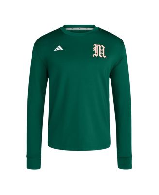 Мужская зеленая толстовка-пуловер Miami Hurricanes Dugout от Adidas