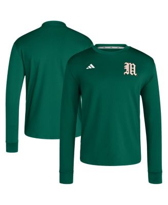 adidas - Men's&nbsp;Green Miami Hurricanes Dugout Pullover Sweatshirt