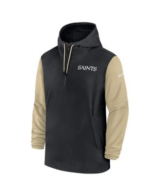 Men's Black/Gold New Orleans Saints 2024/25 Sideline Pre-Game Player 1/2-Zip Hoodie
