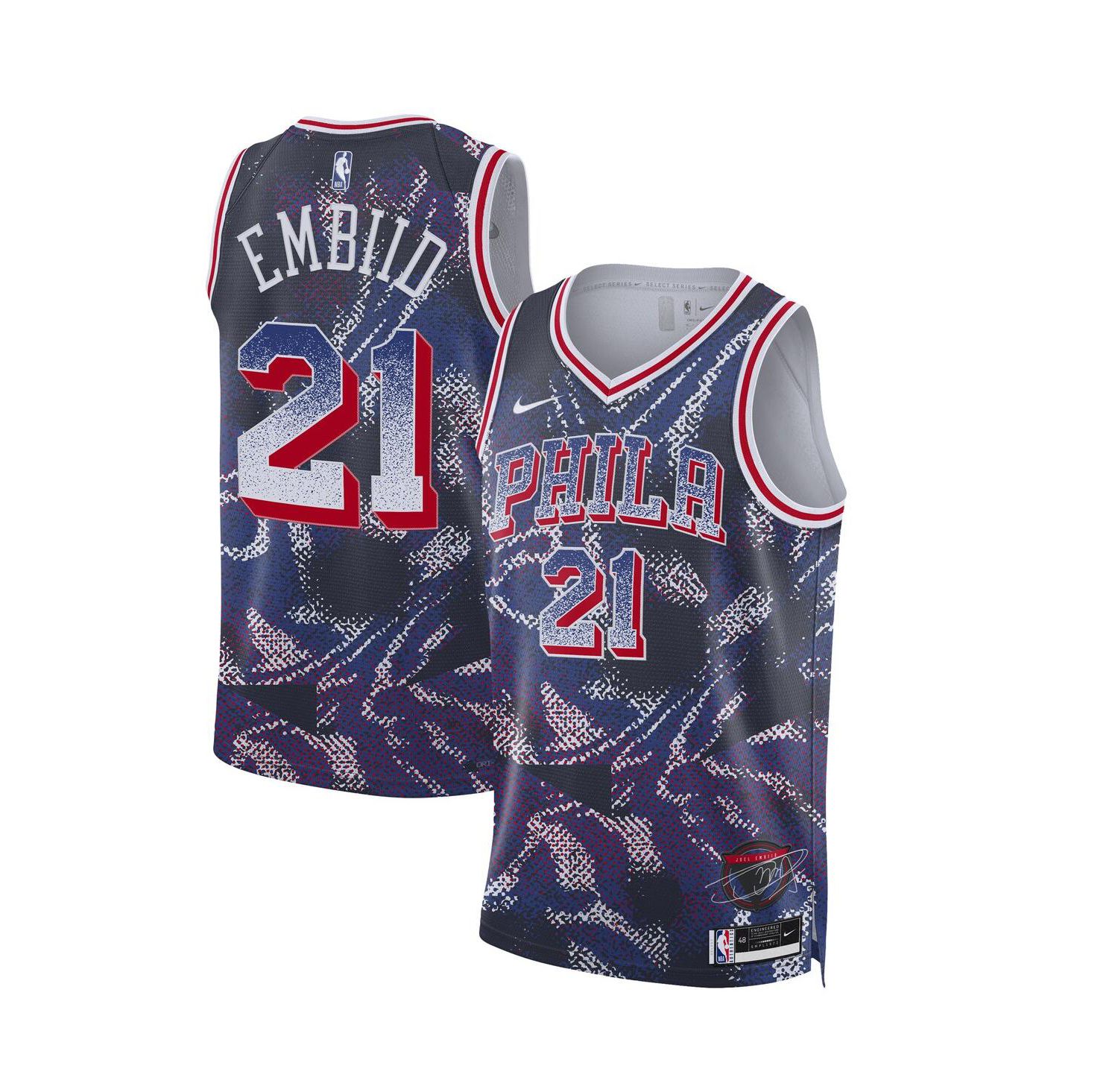 Men's and Women's Joel Embiid Navy Philadelphia 76ers 2025 Select Series Swingman Player Jersey