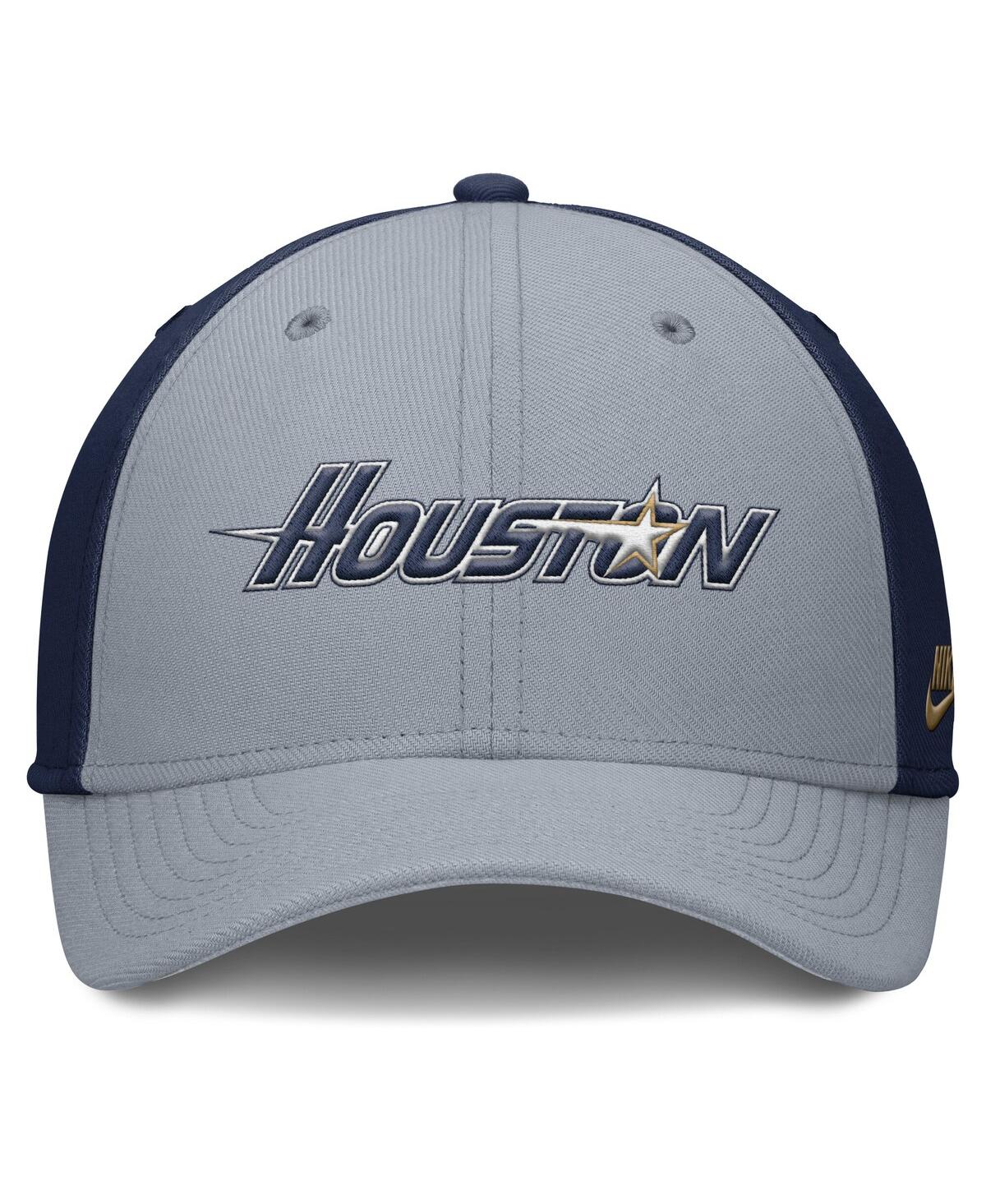 Nike Men's Gray/navy Houston Astros Rise Swoosh Performance Flex Hat