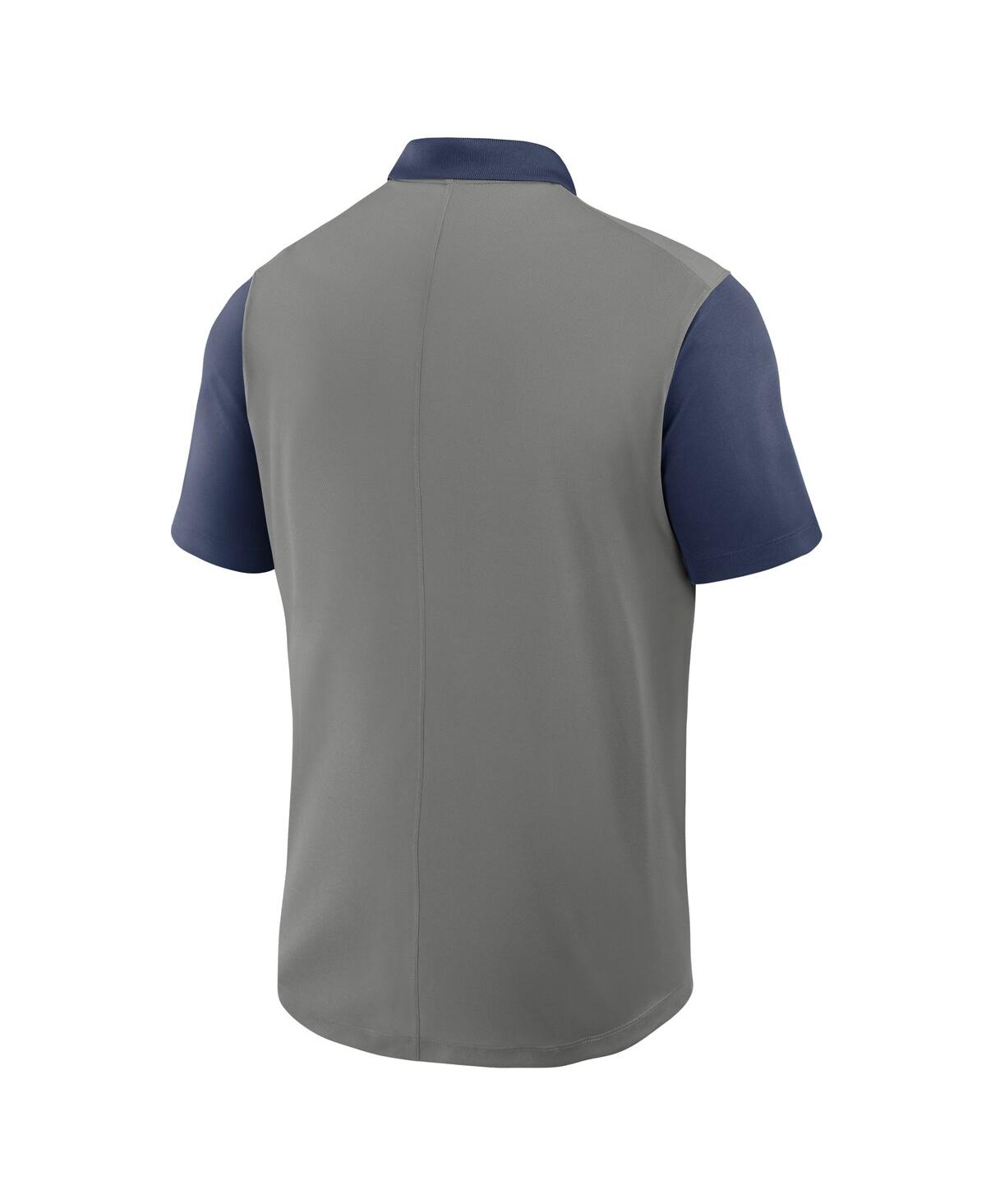 Nike Men's Gray/navy New York Yankees Cooperstown Collection Color-block Victory Performance Polo Shirt