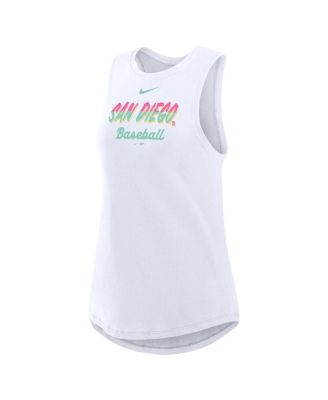 Женская белая трикотажная майка Nike San Diego Padres City Connect Tricode с высоким вырезом горловины