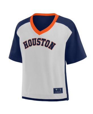Женская футболка с V-образным вырезом Fanatics Navy/Graphite Houston Astros Oversize Race to Win