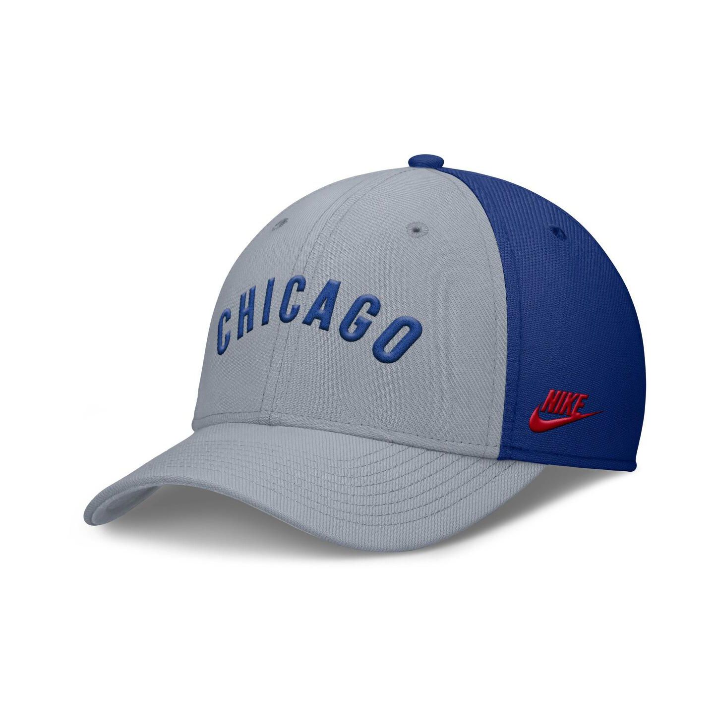 Мужская кепка Nike Gray/Royal Chicago Cubs Rise Swoosh Performance Flex Hat — фото 1